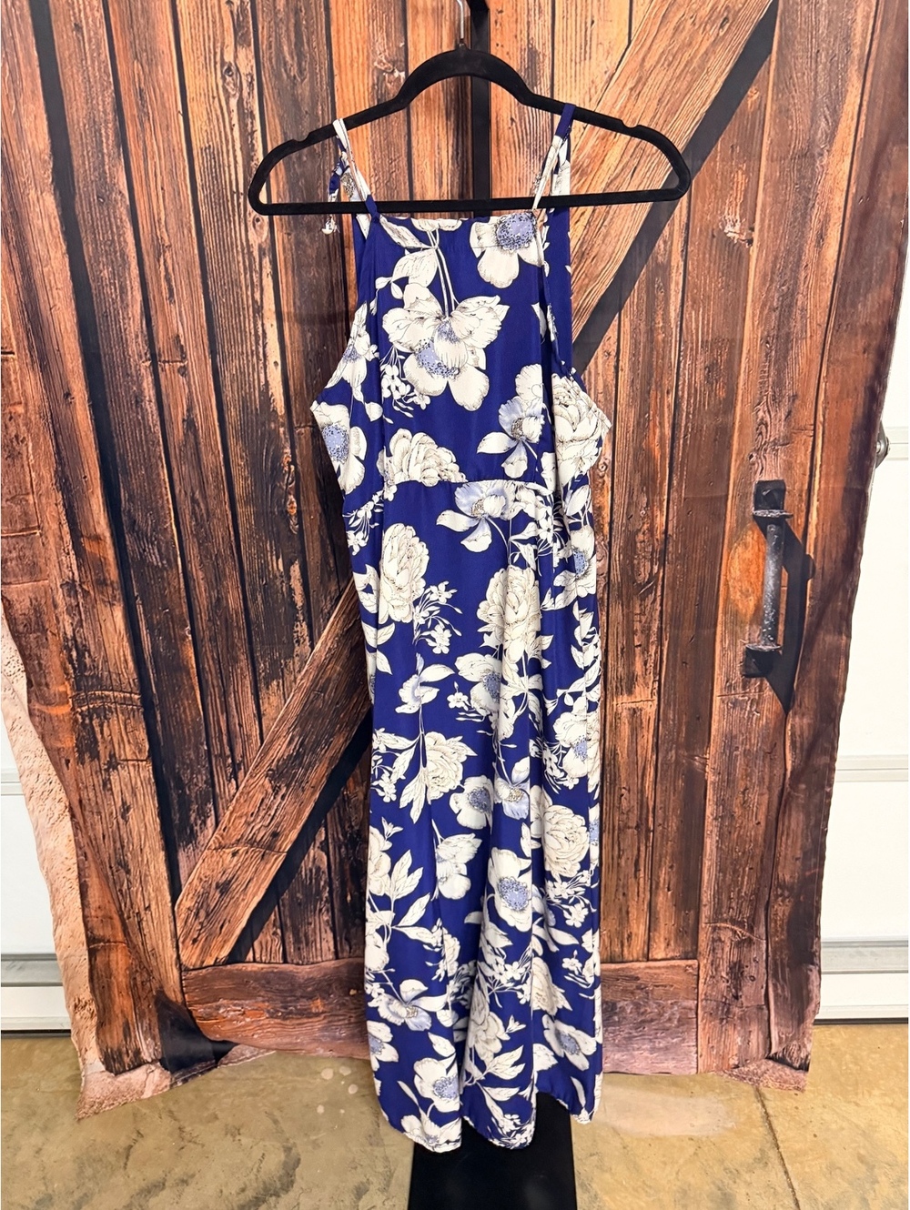 Blue and White Floral Midi Dress Size M